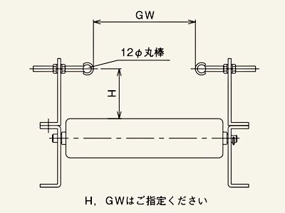 コンベヤガイド　E型　図面　スチール製グラビティローラコンベヤ(Mシリーズ)