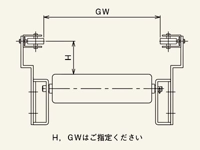 コンベヤガイド　H型　図面　スチール製グラビティローラコンベヤ(Mシリーズ)