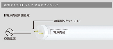 直管タイプLEDランプの結線方法