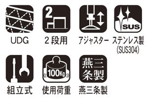 仕様　グレーチング　UDG-STEP-02　作業台　踏み台　2段用　ユニバーサルデザイングレーチング　株式会社マキテック