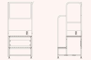 グレーチング　UDG-STEP-02H　作業台　踏み台　2段用　手すり　ユニバーサルデザイングレーチング　株式会社マキテック